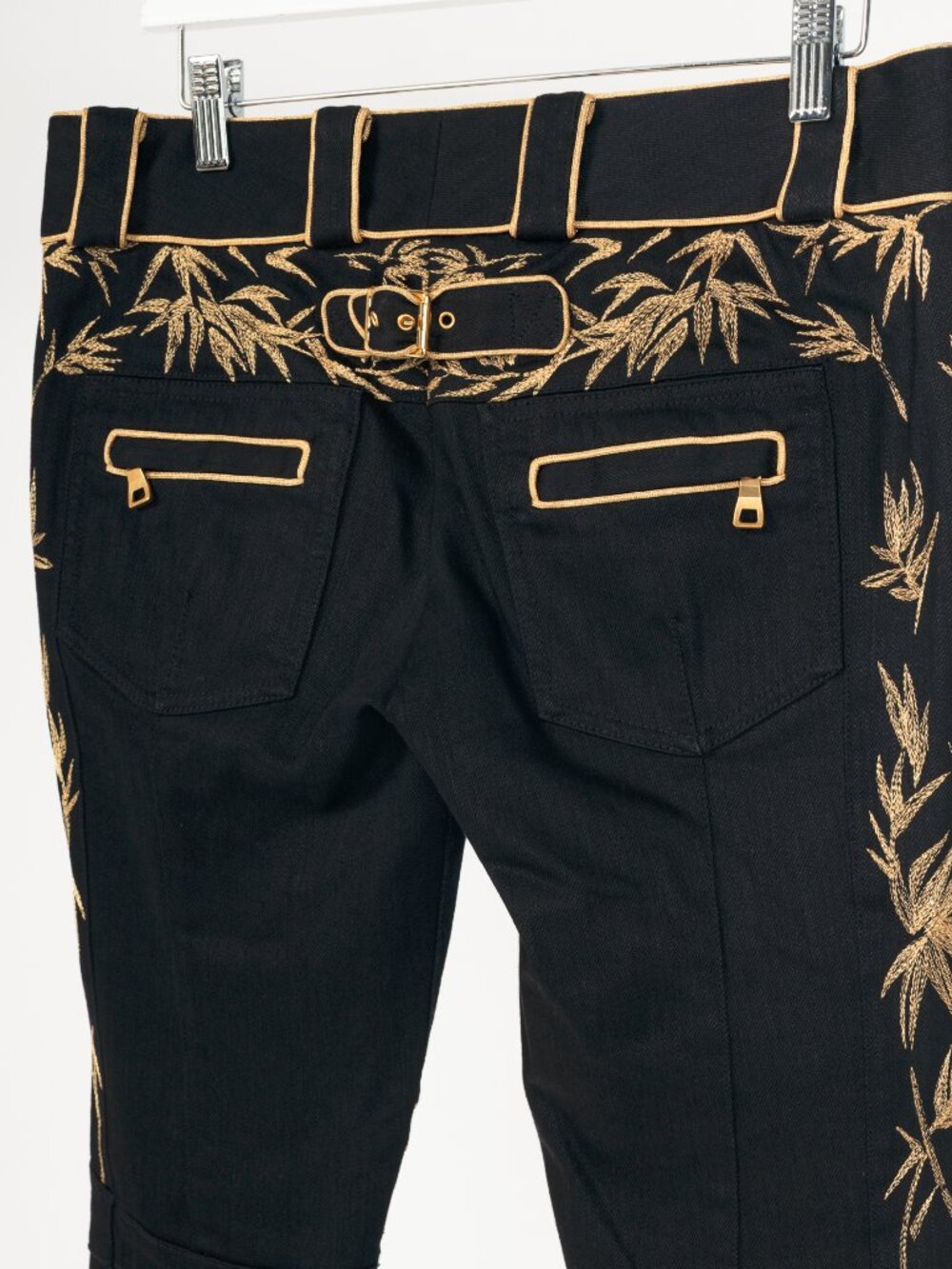 Balmain Black Embroidered Piped Riding-Style Jeans - Picture 3 of 12
